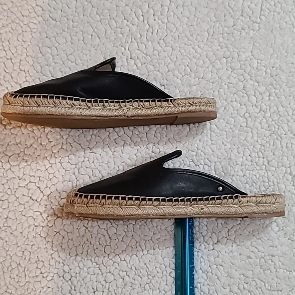 Sam Edelman Black Leather Espadrille Mules Size 8 - Picture 4 of 7